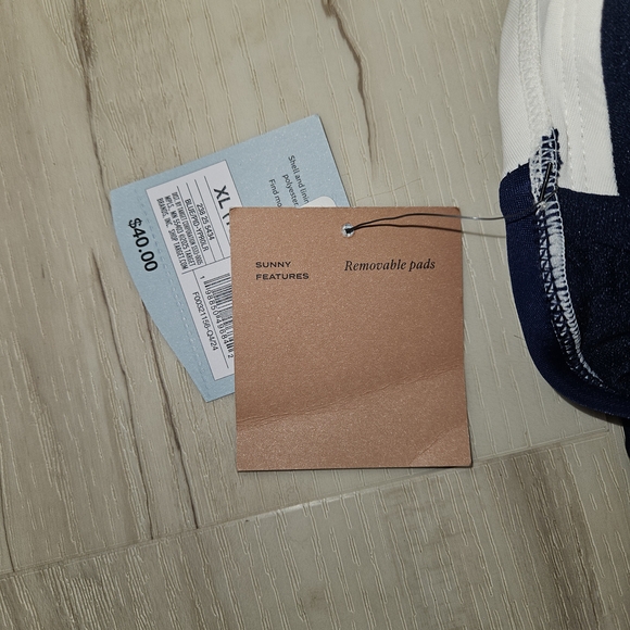 Shade & Shore NWT Navy White Colorblock One Piece Swimsuit XL 16 Square Neck - Picture 10 of 11